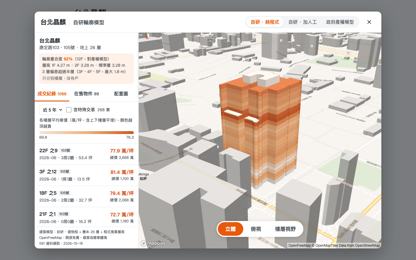 自研纯程序模型立体视角